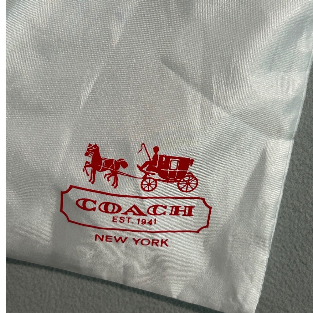 Coach Dust Bag White Red Logo Drawstring Storage Accessory 23x19 Designer Travel